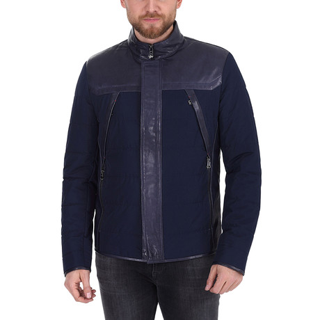 Kinsley Waterproof Leather Jacket // Navy Blue (XS)