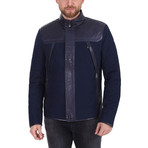 Kinsley Waterproof Leather Jacket // Navy Blue (XL)