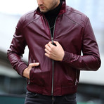 Joshua Leather Jacket // Bordeaux (M)