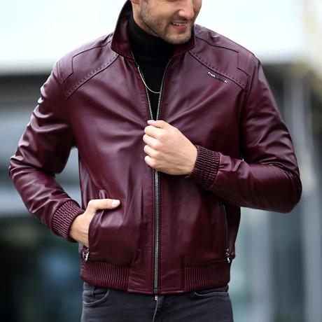 Joshua Leather Jacket // Bordeaux (XS)