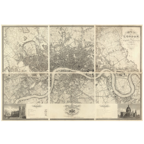 Greenwood’s Six Sheet Map of London // Original Color (41"L x 60"W)