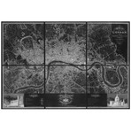 Greenwood’s Six Sheet Map of London // Inverted Black + White (41"L x 60"W)