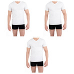 3 Pack Fitted V-Neck // White (M)