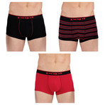 3 Pack Brazilian Trunks // Black + Red + Black (M)