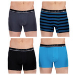 4 Pack Striped Boxer Brief // Blue + Black (M)