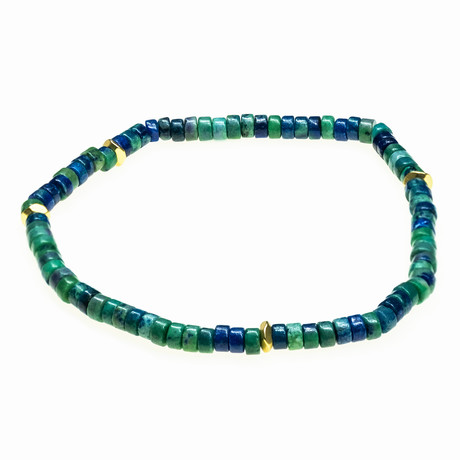 Jean Claude Jewelry // Stretchable Ranel Multicolor Stone Beaded Bracelet // Green