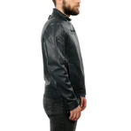 Travis Leather Jacket // Navy Blue (2XL)