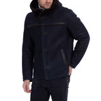 Ardal Leather Jacket // Navy Blue (L)