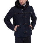 Ardal Leather Jacket // Navy Blue (S)