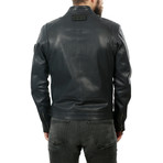 Travis Leather Jacket // Navy Blue (2XL)