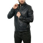 Travis Leather Jacket // Navy Blue (2XL)