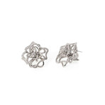 Roberto Coin 18k White Gold Diamond Flower Earrings // Store Display