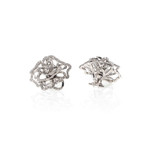 Roberto Coin 18k White Gold Diamond Flower Earrings // Store Display
