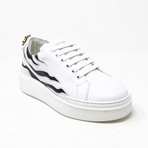 Women's Zebra Motif Low-Top Leather Sneakers // White + Black (Euro: 35)