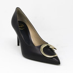 Women's Snake Print Leather Pumps // Black (Euro: 38)