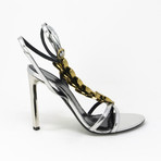 Women's Crocodile Scale Metallic Sandals // Silver + Gold (Euro: 39)