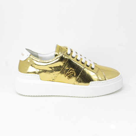 Women's Metallic Cracked Leather Sneaker // Gold (Euro: 35)