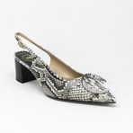 Women's Snake Print Slingback Pumps // Black + White (Euro: 38)