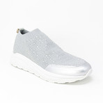 Women's Knitted Patterned Sock Sneaker // Silver (Euro: 34)