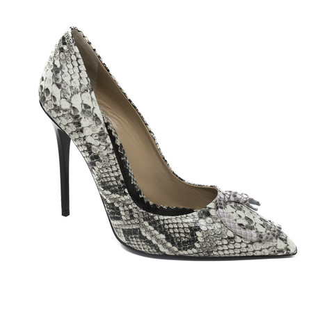 Women's Snake Skin Slip On Heel // Black + White (Euro: 34)