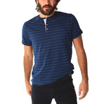 Wade Pinstripe Henley // Navy (2XL)