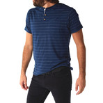 Wade Pinstripe Henley // Navy (2XL)