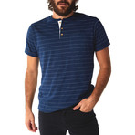 Wade Pinstripe Henley // Navy (2XL)