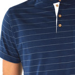 Wade Pinstripe Henley // Navy (2XL)