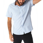 Devin Blue Seersucker Striped Shirt // Ocean Blue (XL)