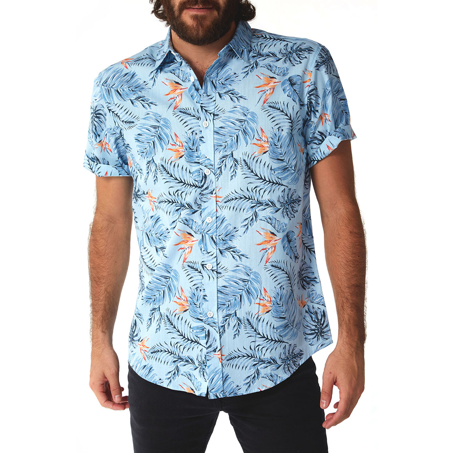 Garrett Floral Shirt // Light Blue (S) - PX Clothing - Touch of Modern