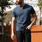 Wade Pinstripe Henley // Navy (2XL)