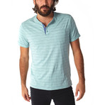 Wade Pinstripe Henley // Neptune Green (M)