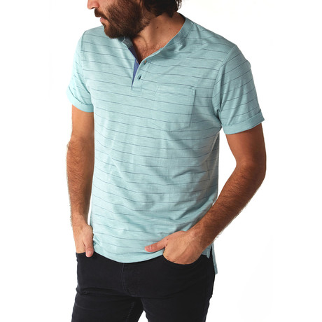 Wade Pinstripe Henley // Neptune Green (S)