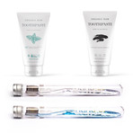 Nano-b Gold & Charcoal Toothbrushes + Nano-b Organic Raw Toothpastes // Set of 4