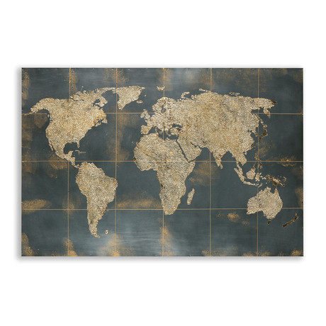 Golden Map Metal Wall Décor