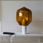 Lantern Table Lamp (Gray Glass + Black Marble)