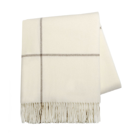 Windowpane Cashmere Throw (Taupe)