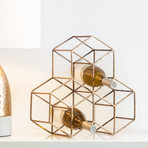 Tiber Hexagon Antique Brass Wine Rack // 9 Bottle