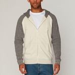 Malibu Zip Hoodie // Cream + Gray (XL)