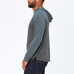 Contrast Raglan T-Shirt Hoodie // Gray + Teal (S)