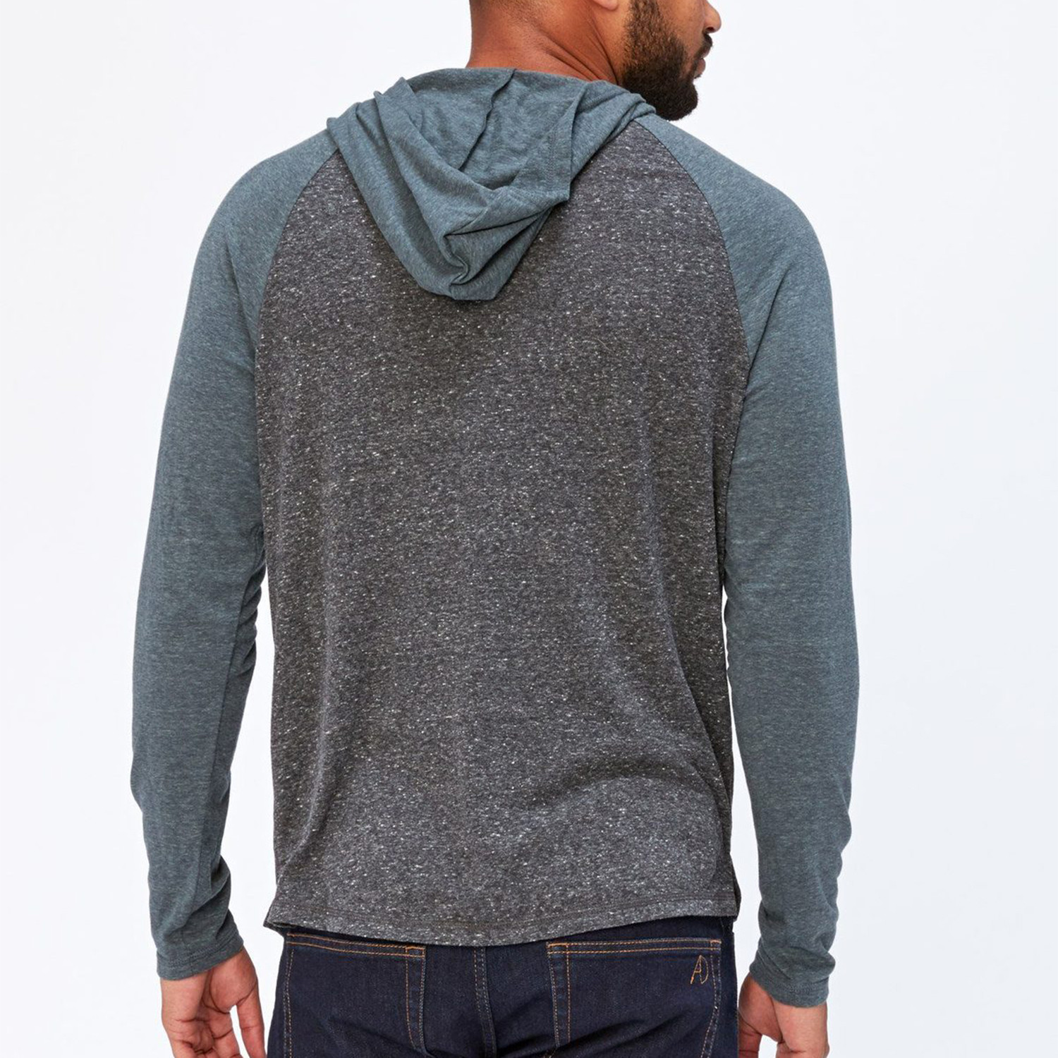 Contrast Raglan T-Shirt Hoodie // Gray + Teal (XS) - Threads 4 Thought ...