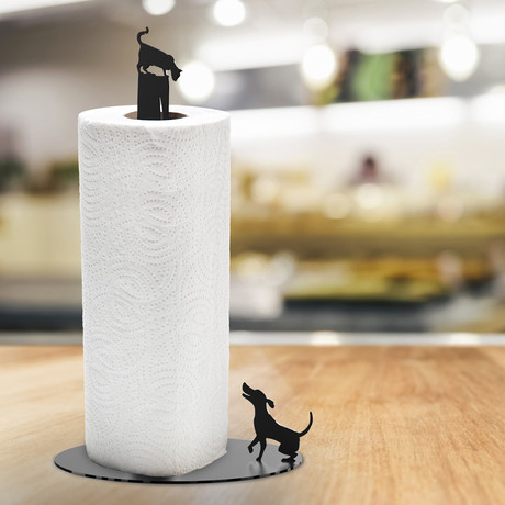 Dog Vs. Cat // Paper Towel Holder (Gray)