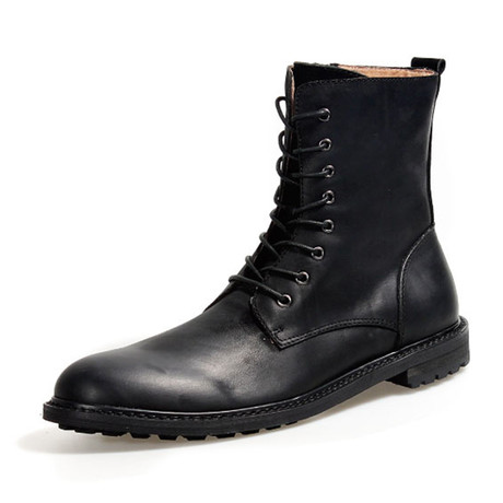 Rebellious Calf Length Biker Boots // Black (Euro: 38)