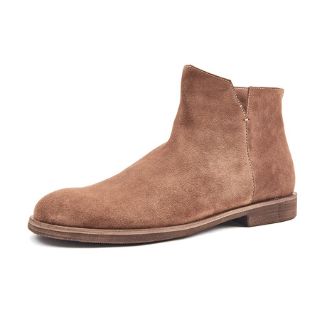 Basic Round Toe Suede Ankle Boots // Brown (Euro: 38)