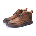 Cushion Ankle Hi-Top Brogues // Brown (Euro: 40)