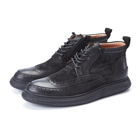 Cushion Ankle Hi-Top Brogues // Black (Euro: 38)