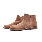 Basic Round Toe Suede Ankle Boots // Brown (Euro: 43)