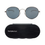 ThinOptics // Unisex Round Polarized Sunglasses // Gunmetal + Gray Mirror