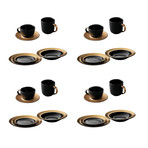 Gem Dinnerware Place Setting // 24-Piece Set // Black + Gold