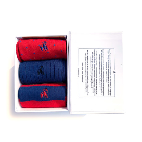 Luxury Super Soft Bamboo Socks // Pack of 3 // Blue + Red